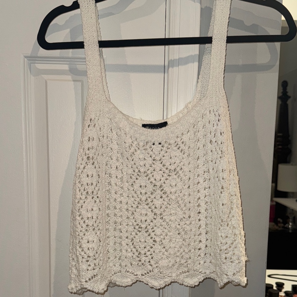 Aqua Cream Crochet Tank Top